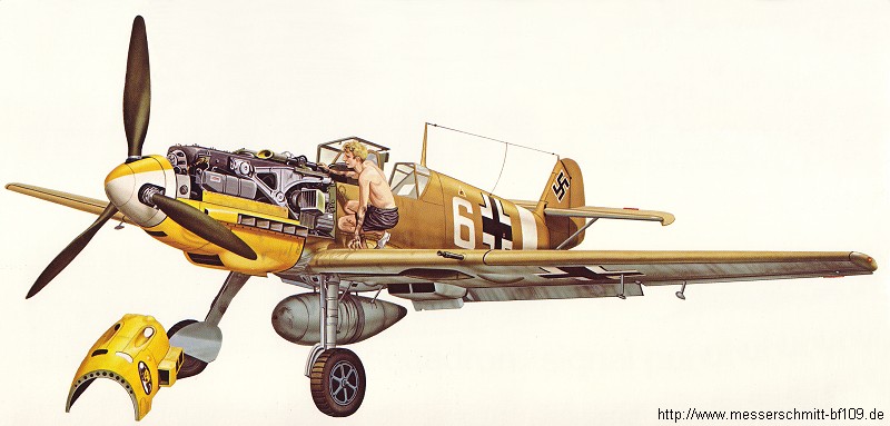 Bf 109 E-7/Trop, Jagdgeschwader 27, I. Gruppe, 1. Staffel, Deutschland, weisse 6, Ort und Zeitraum: Nord Afrika, 1941
