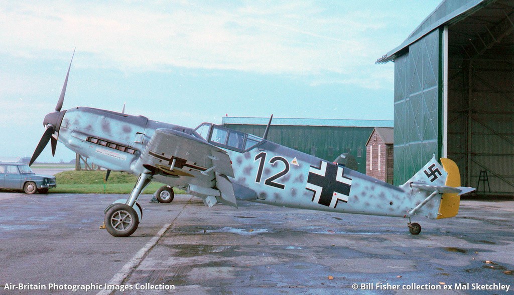 Bf 109 E-4/B, Deutschland, schwarze 12, W.Nr. 4 101, St Athan (England), Das Foto wurde September 1971 auf dem Flugplatz der RAF in St Athan aufgenomm…