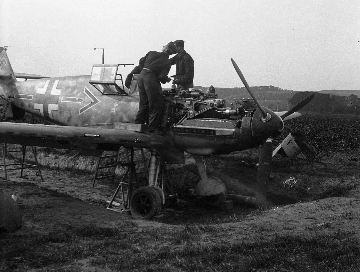 Bf 109 E, Maj. Adolf "Dolfo" Galland, Jagdgeschwader 26, Stab, Deutschland, Winkel Strich, Audembert (Frankreich)