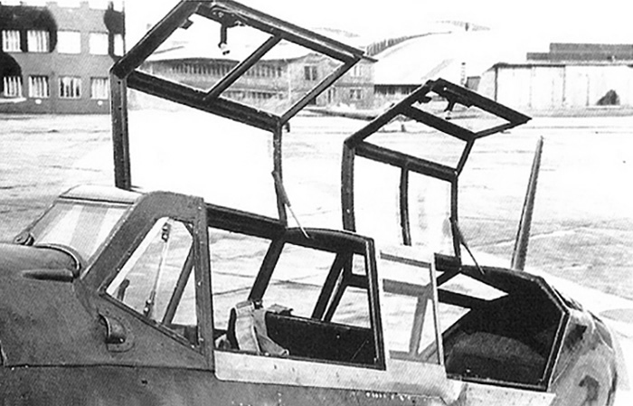 Bf 109 V52, Deutschland, Stammkennzeichen, W.Nr. 18 319, Details an der sehr umfangreich veränderten Kabinenhaube.