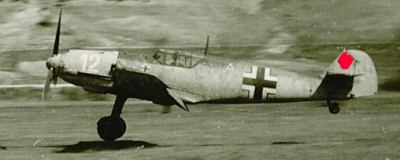 Bf 109 E, Jagdgeschwader 27, III. Gruppe, 7. Staffel, Deutschland, weisse 12, Vermutlich Balkanfeldzug 1941.