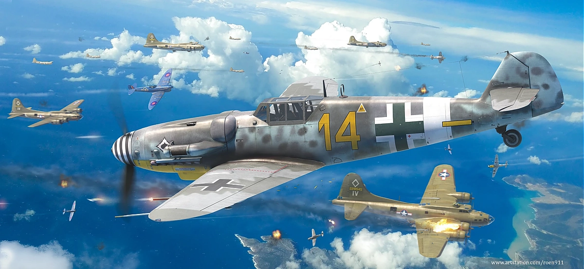 Bf 109 G-6/R6 trop, Jagdgeschwader 53, II. Gruppe, 6. Staffel, Deutschland, gelbe 14, W.Nr. 15 270