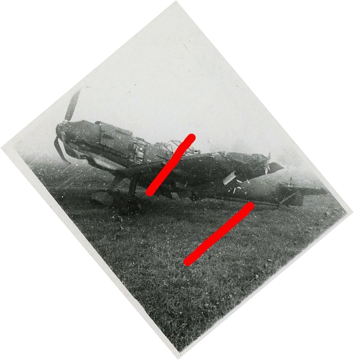 Bf 109 E-3, Deutschland, Die Maschine wurde nach einem Überschlag wieder auf die Räder gestellt.