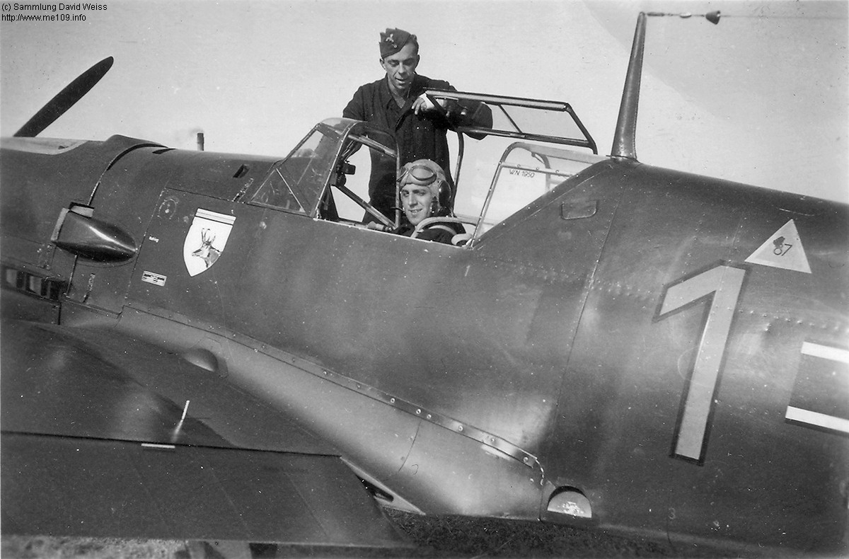 Bf 109 E-3, Jagdgeschwader 51, I. Gruppe, 3. Staffel, Deutschland, gelbe 1, W.Nr. 1 950, Wer kann Angaben zu dem Wappen mit der Gämse machen? Vermutlich eine frühe Ve…
