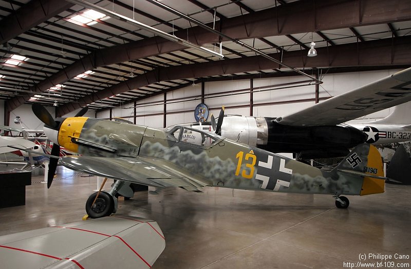 Bf 109 G-10/U4, Deutschland, gelbe 13, W.Nr. 611 943, Valle-Williams (USA), Das Foto wurde 2005 im The Air Museum - Planes of Fame in Valle-Williams (Ari…