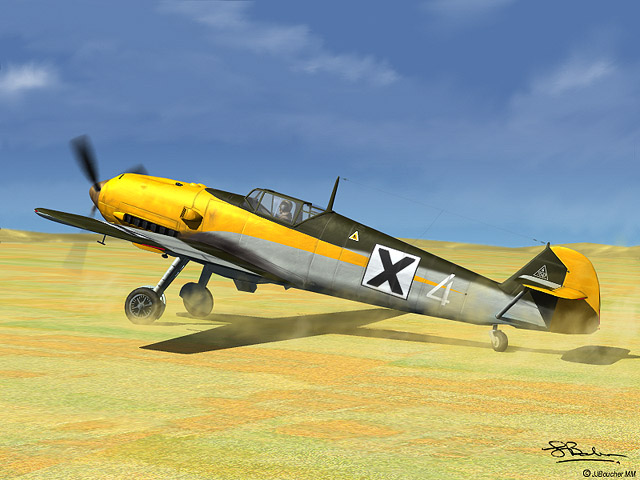 Bf 109 E-4, Bulgarien, weisse 4, W.Nr. 5 224, Diese Maschine wurde 1942 von den Bulgaren verwendet.