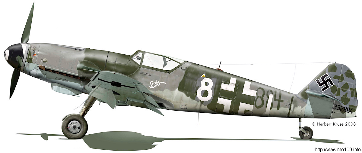 Bf 109 K-4, III. Gruppe, Deutschland, weisse 8, W.Nr. 332 884, Das Profil entstand nach diesem Foto:
[thumb]5964[/thumb]