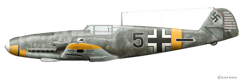 Bf 109 F-4, Oblt. Anton "Toni" Hackl, Jagdgeschwader 77, II. Gruppe, 5. Staffel, Deutschland, schwarze 5, W.Nr. 13 046, Kastornoye/UdSSR, 19.09.1942.