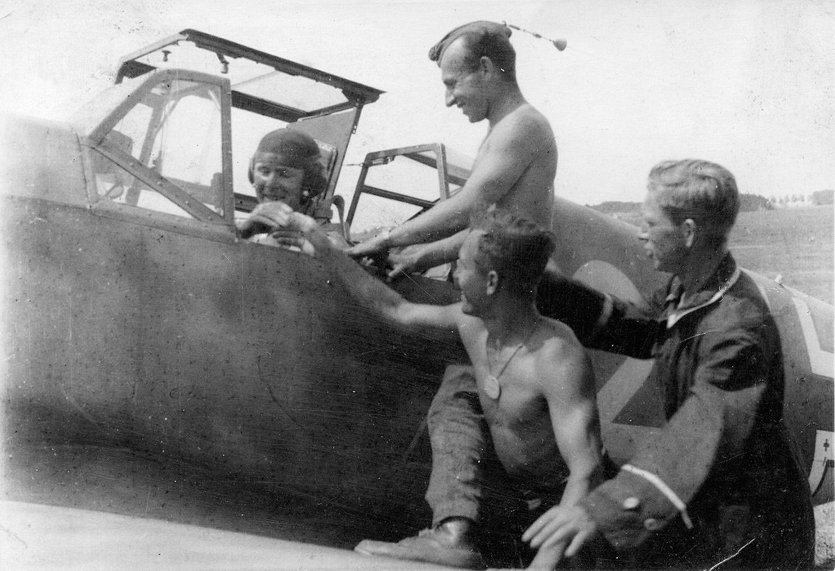Bf 109 F, Deutschland, gelbe 2, Die Farbe der Kennung ist eine Vermutung, sie könnte auch Gelb sein.
Dem Flu…